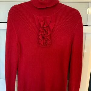 Elegant Red Sweater with Ruffle Detail